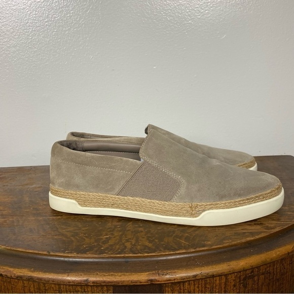 Vince taupe Johan Round Toe Slip On Leather Espadrille sneakers - Picture 1 of 12